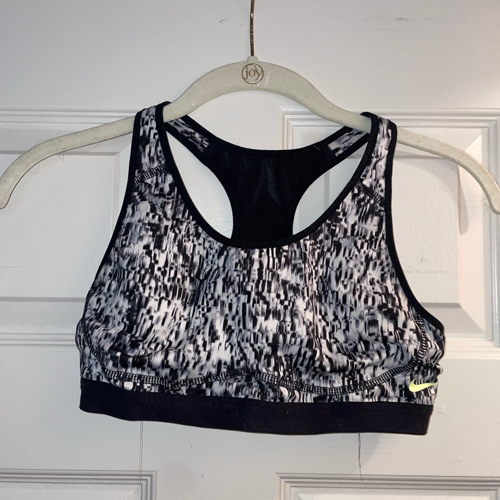 Nike; size small white and black sports bra